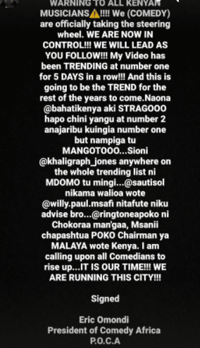 eric omondi king of africa comedy