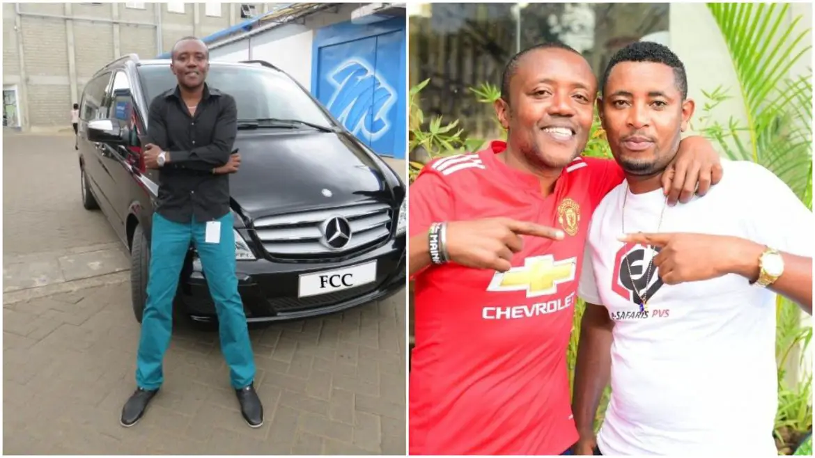 maina kageni posing for a photo with his male pal