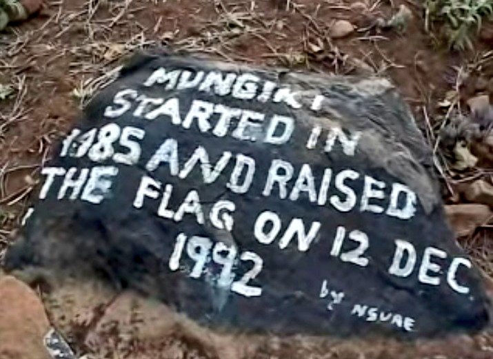 mungiki flag with 3 colours was raised.